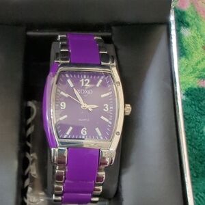 XOXO Watch with Purple Dial and Silver Accents